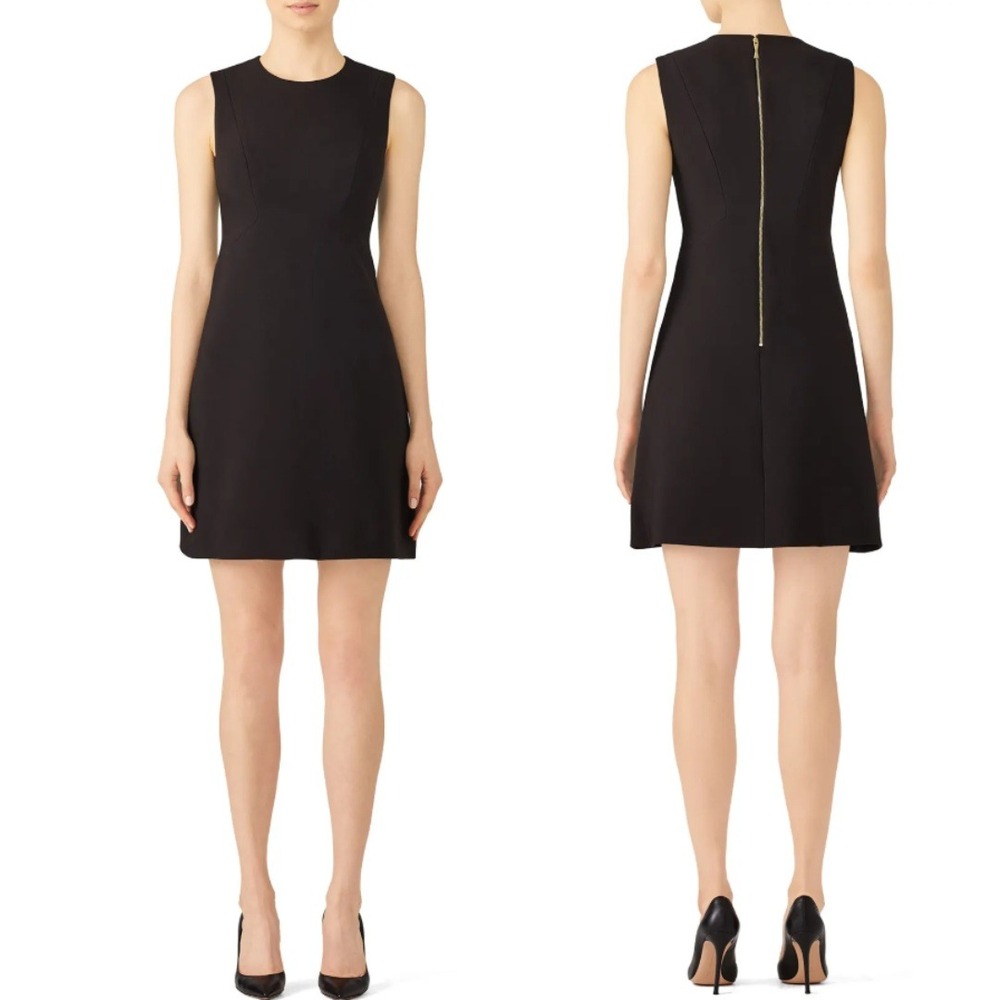 NWT Kate Spade Sicily Mini Dress Black Sleeveless A-Line Gold Zip Size 2 LBD